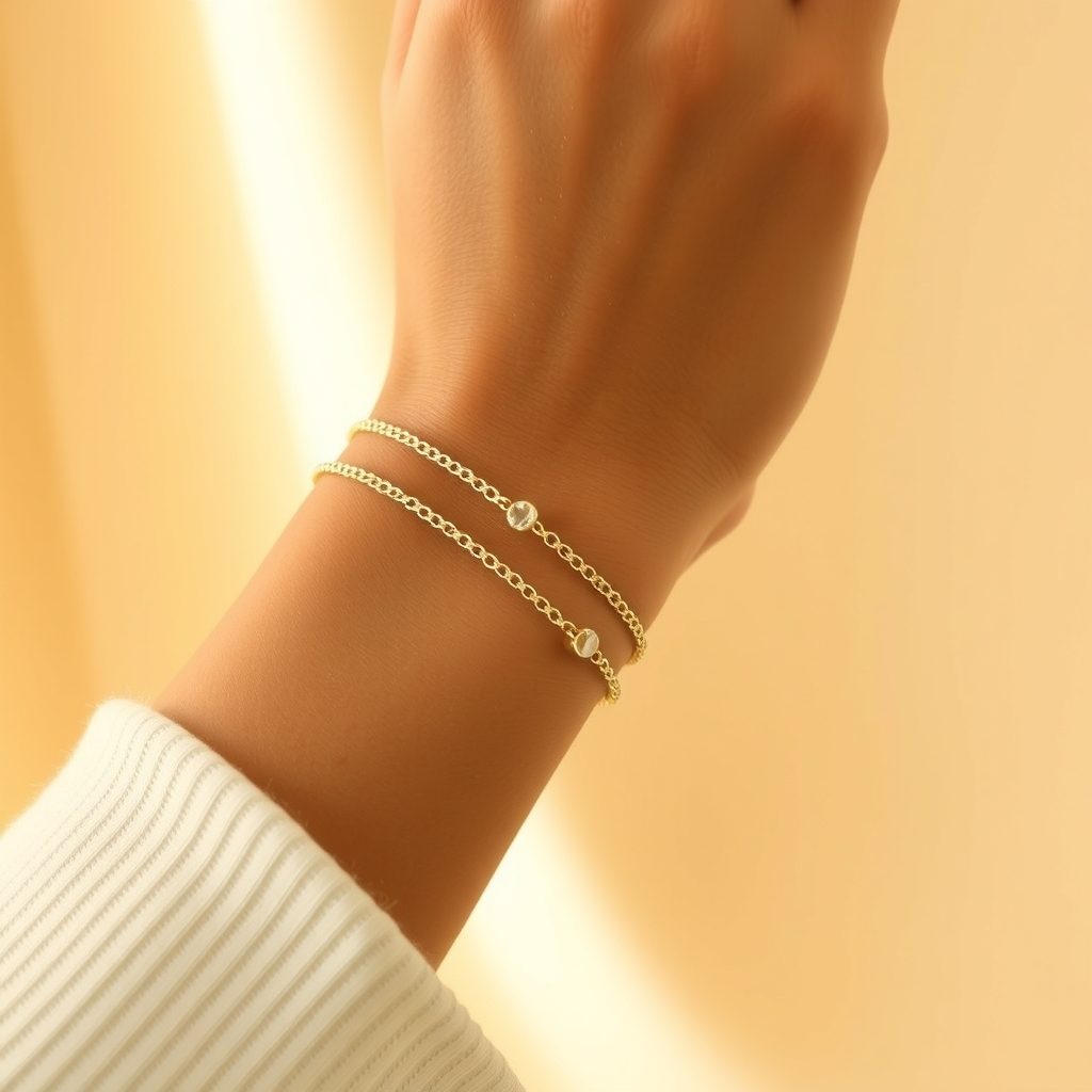 Poignet portant deux bracelets fins MiMZEI